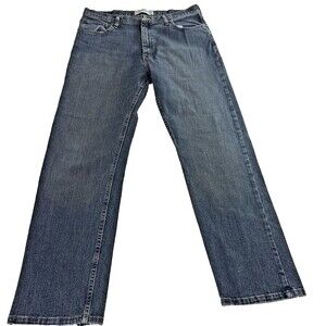 Men's Jeans Wrangler Advanced Comfort Size 36 x 32 Slim Fit Dark Blue Denim